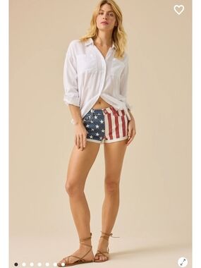 Altar'd State Red, White & Blue Star & Stripe Denim Shorts